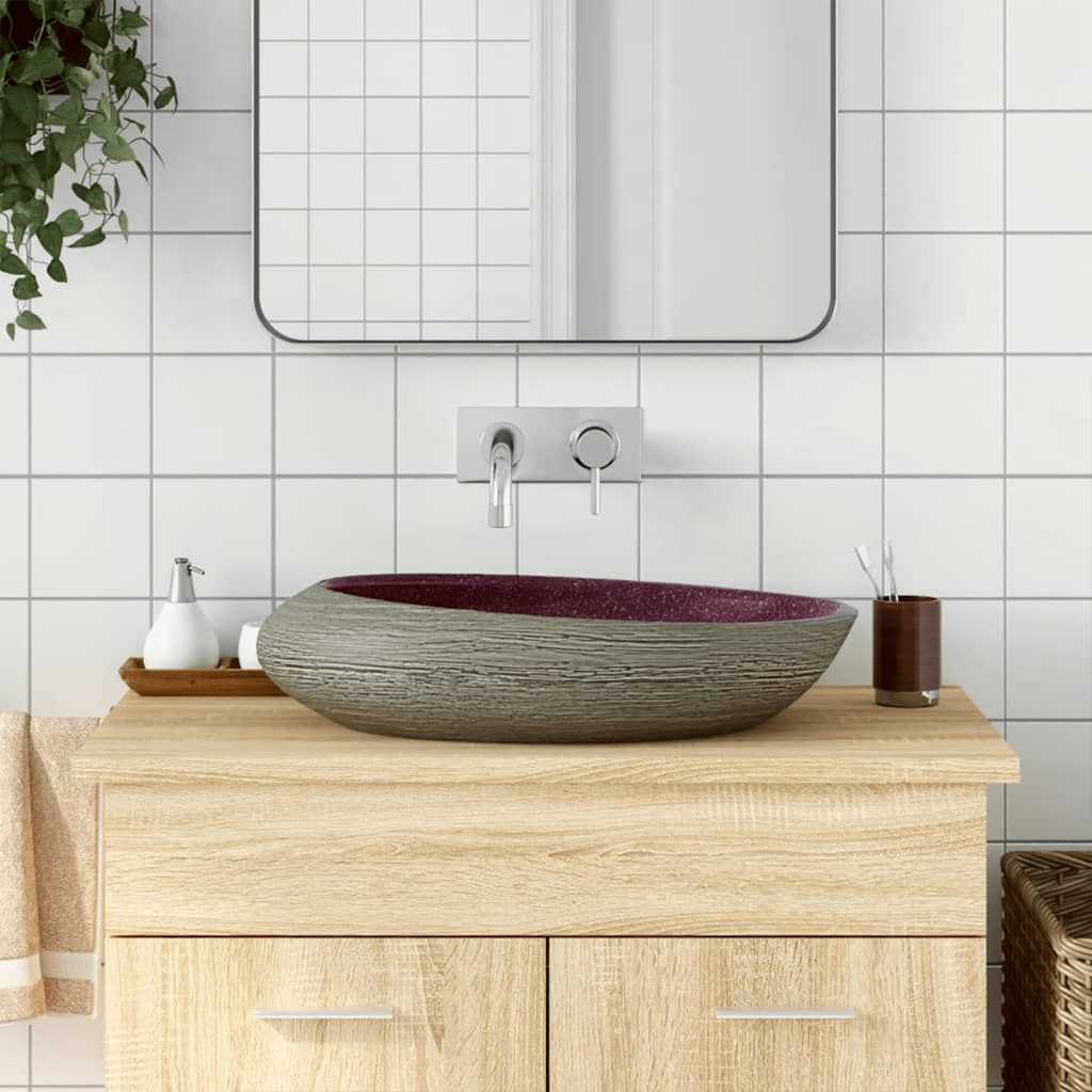 Lavabo de encimera ovalado cerámica negro azul 56,5x36,5x13,5cm