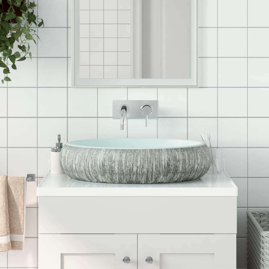 Lavabo de encimera ovalado cerámica negro azul 56,5x36,5x13,5cm