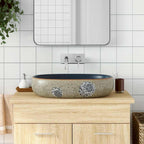 Lavabo de encimera ovalado cerámica negro azul 56,5x36,5x13,5cm