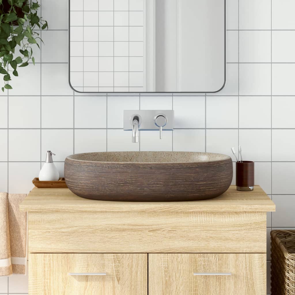 Lavabo de encimera ovalado cerámica negro azul 56,5x36,5x13,5cm