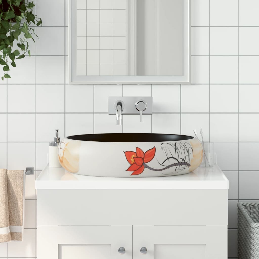 Lavabo de encimera ovalado cerámica negro azul 56,5x36,5x13,5cm