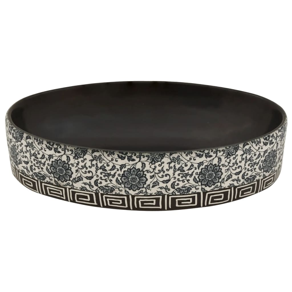 Lavabo de encimera ovalado cerámica negro azul 56,5x36,5x13,5cm