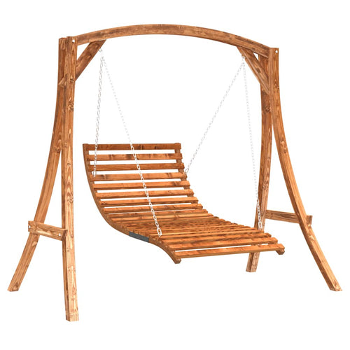 Cama de baloiço com acabamento em teca, madeira maciça de abeto