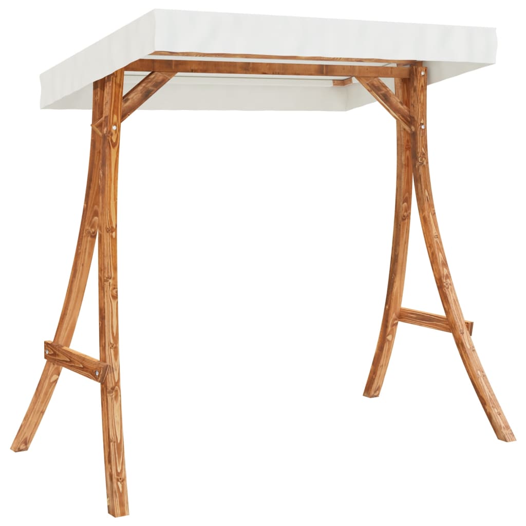 Columpio con cojín y toldo madera maciza de abeto