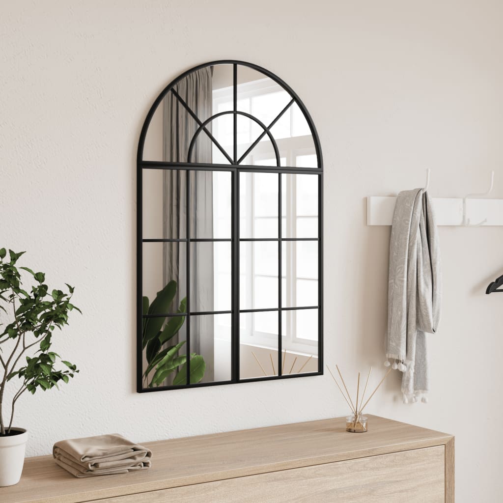 Espejo de pared arco de hierro negro 100x110 cm