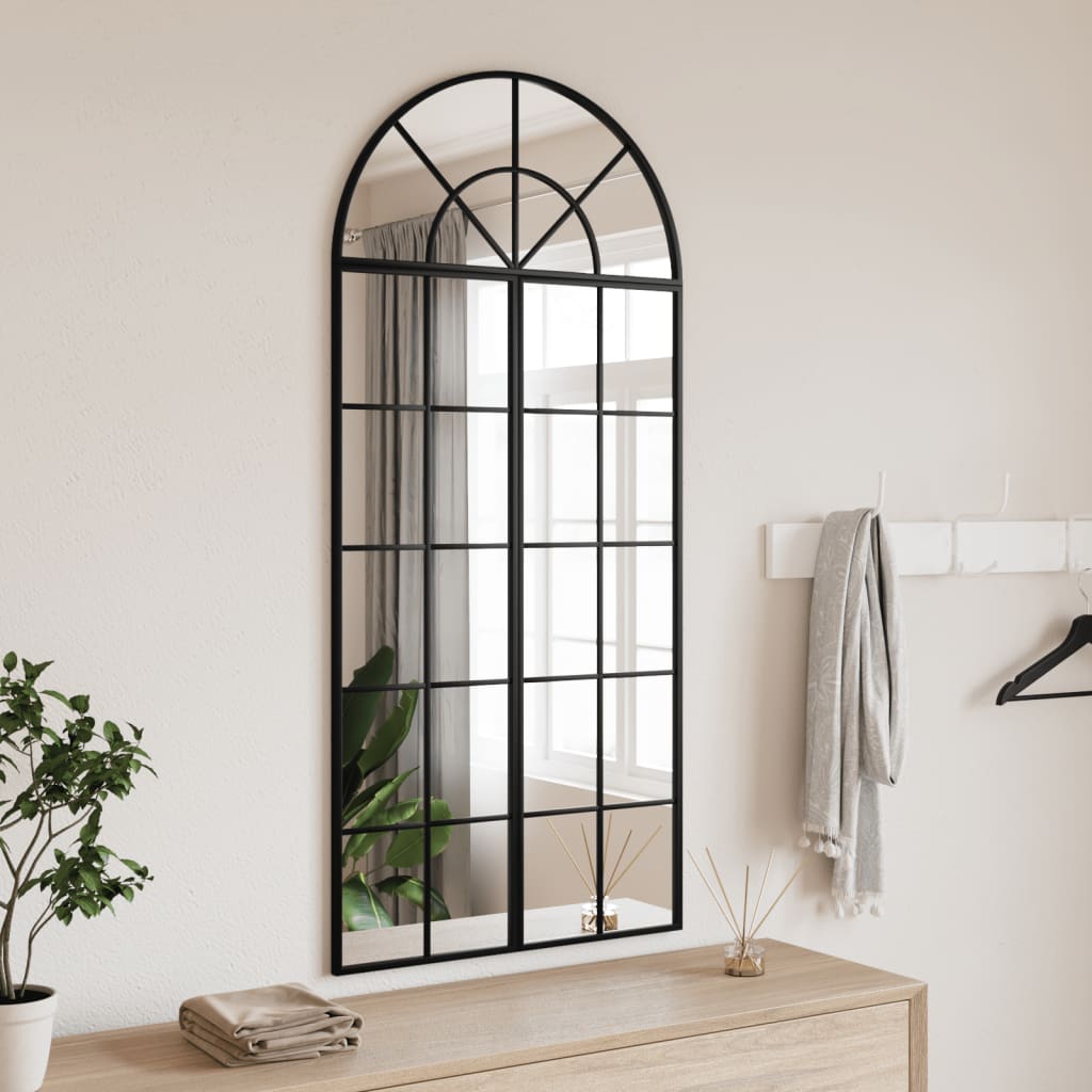 Espejo de pared arco de hierro negro 100x110 cm