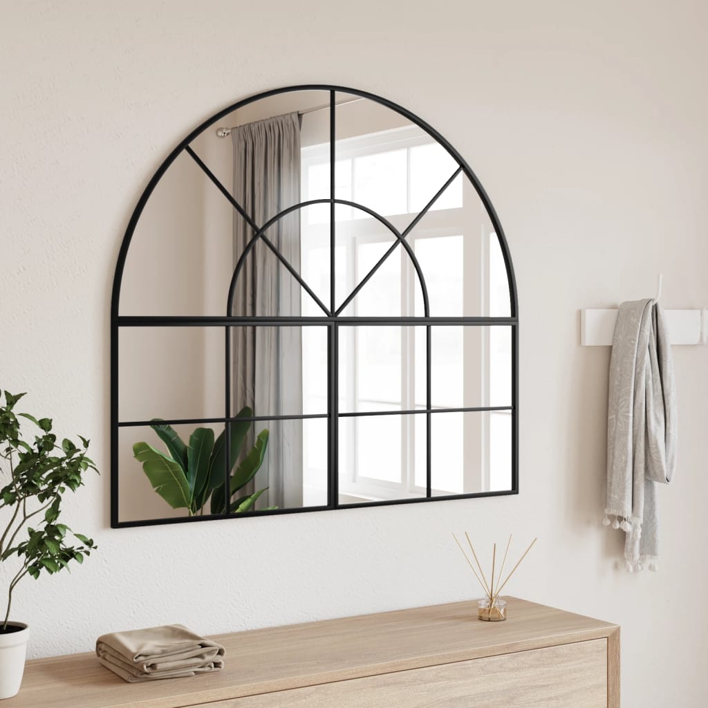 Espejo de pared arco de hierro negro 100x110 cm