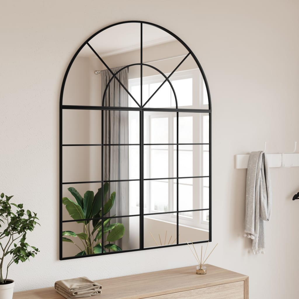 Espejo de pared arco de hierro negro 100x110 cm