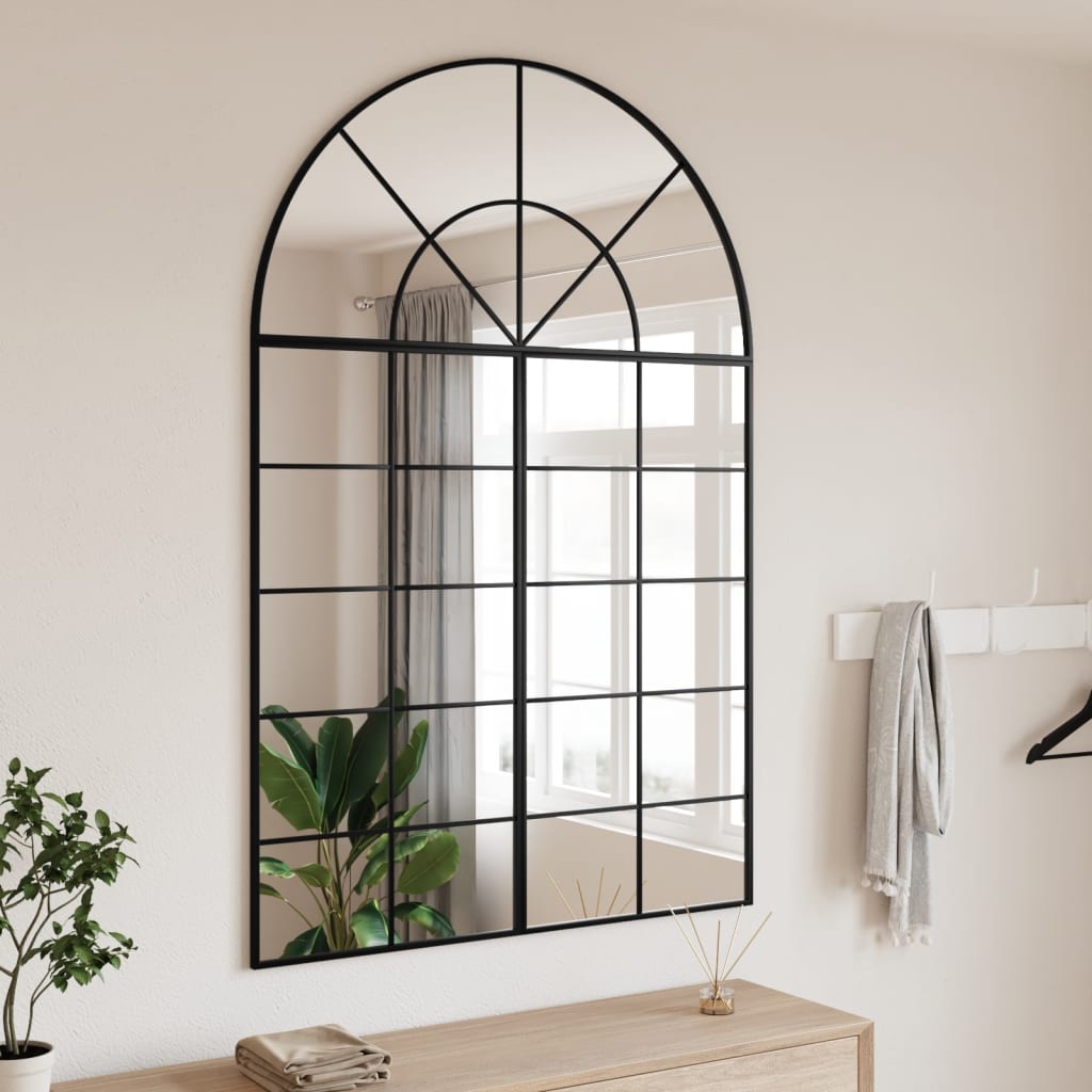 Espejo de pared arco de hierro negro 100x110 cm