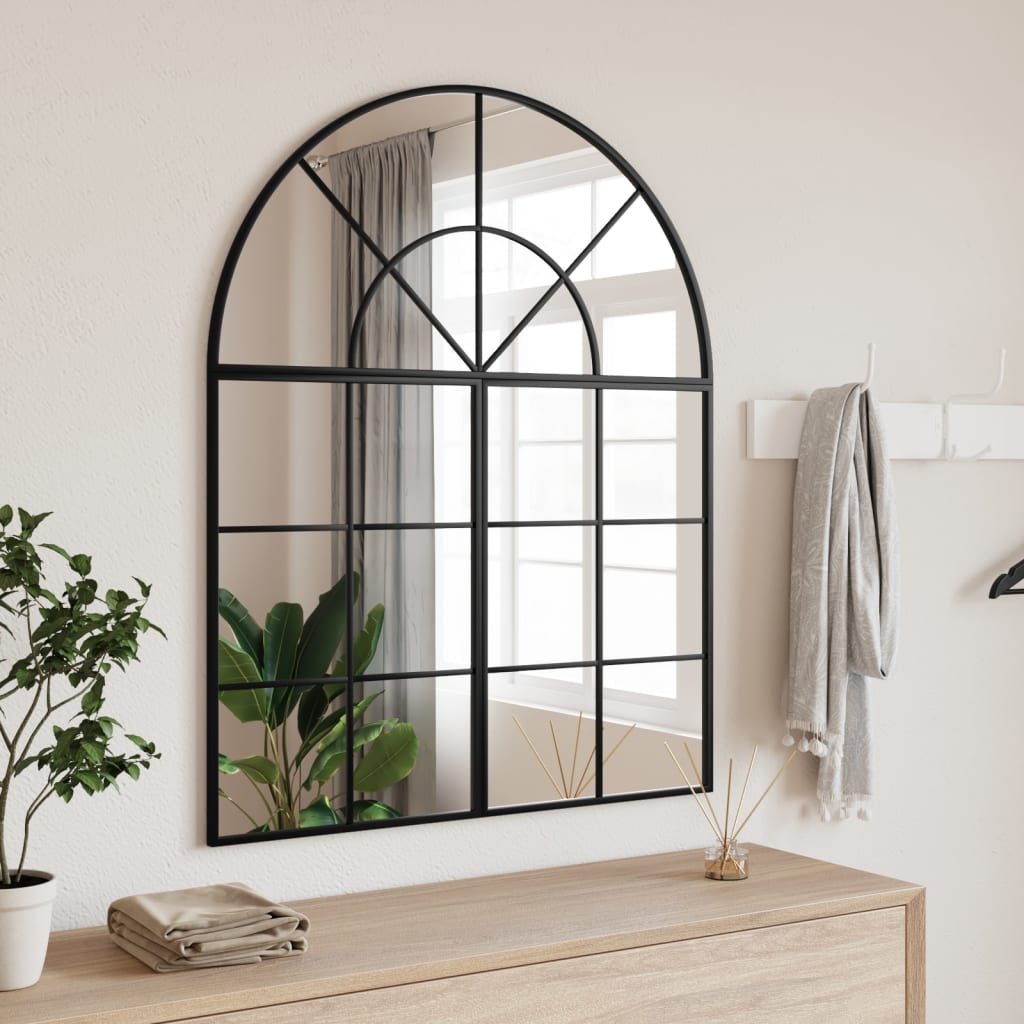 Espejo de pared arco de hierro negro 100x110 cm