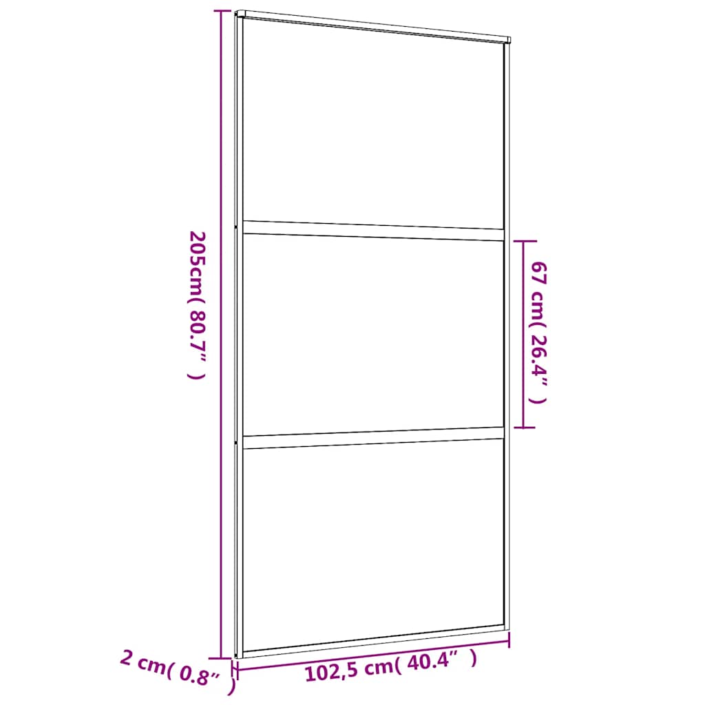 Puerta corredera dorada de vidrio ESG esmerilado y aluminio