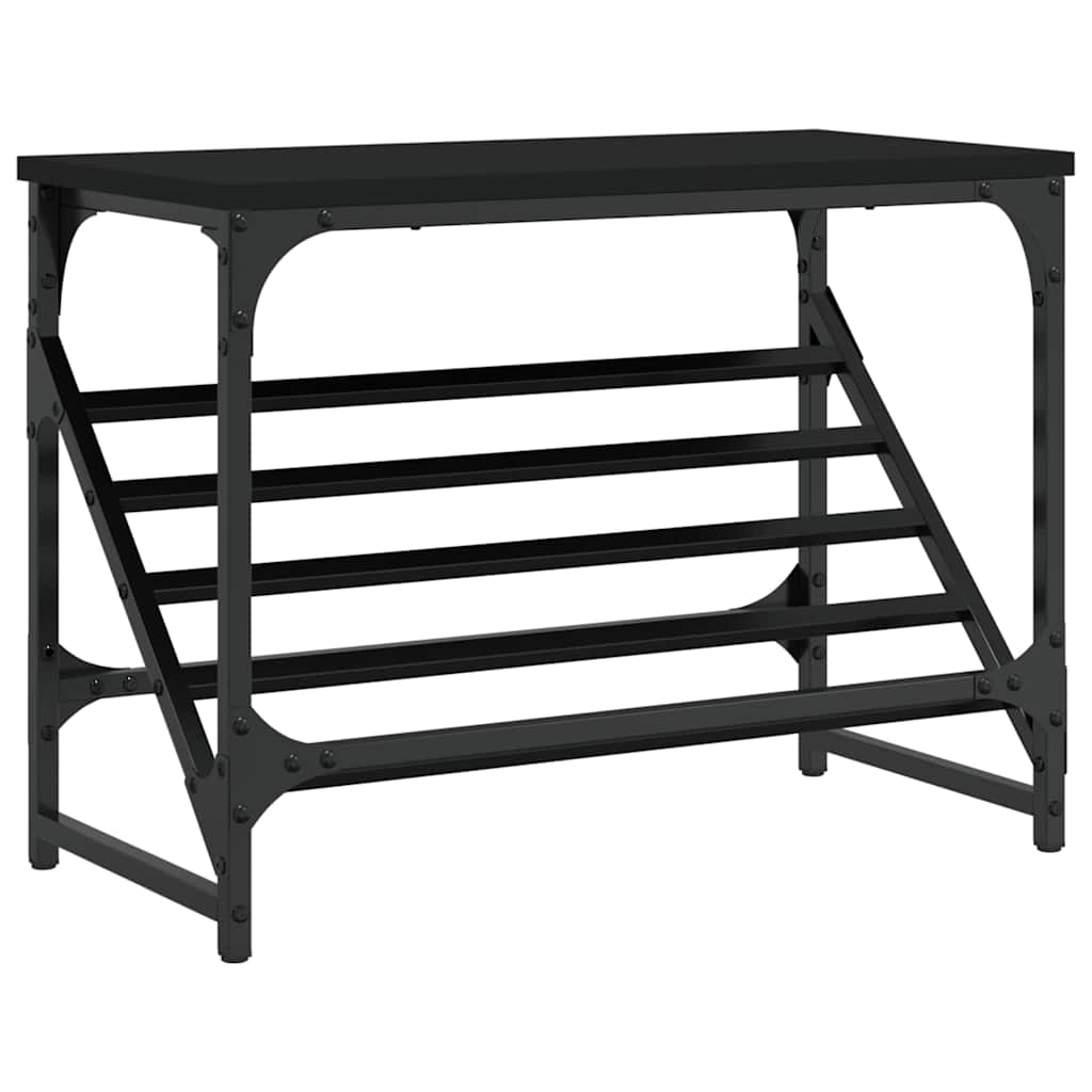 Zapatero de madera de ingeniería negro 60x30x45 cm