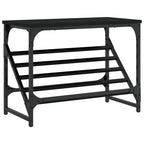 Zapatero de madera de ingeniería negro 60x30x45 cm