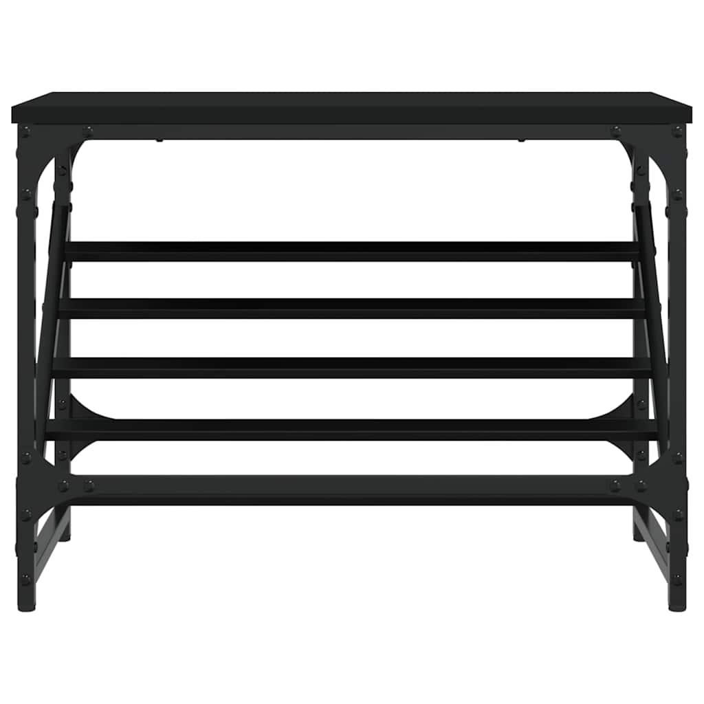 Zapatero de madera de ingeniería negro 60x30x45 cm
