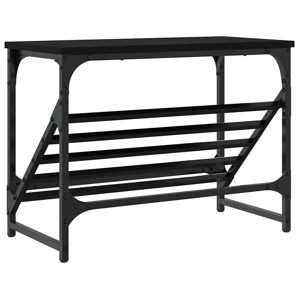 Zapatero de madera de ingeniería negro 60x30x45 cm