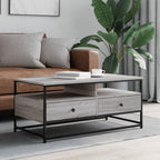 Mesa centro madera ingeniería y hierro gris Sonoma 80x80x45 cm