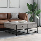 Mesa centro madera ingeniería y hierro gris Sonoma 80x80x45 cm