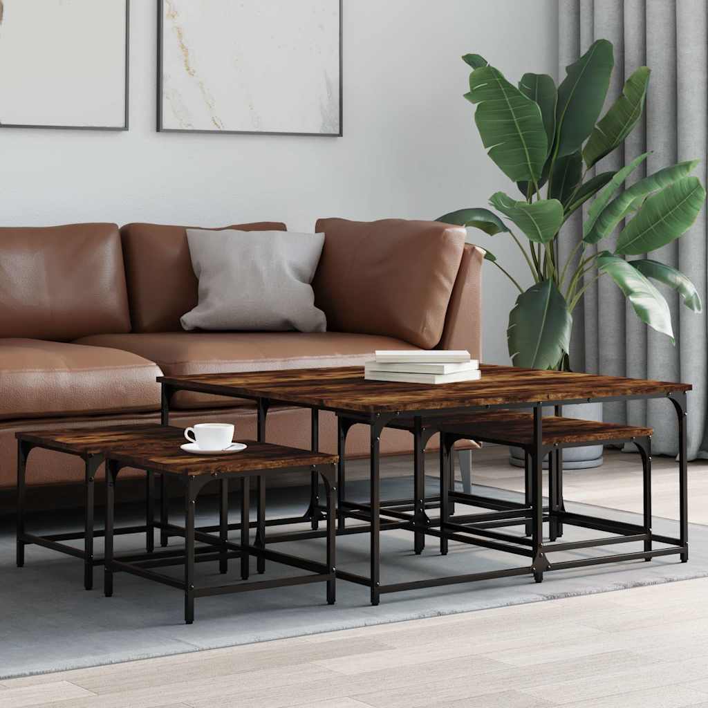 5-piece stackable engineered wood black coffee tables