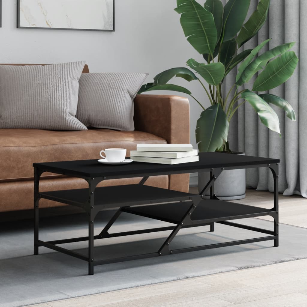 Mesa centro madera ingeniería y hierro gris Sonoma 80x80x45 cm