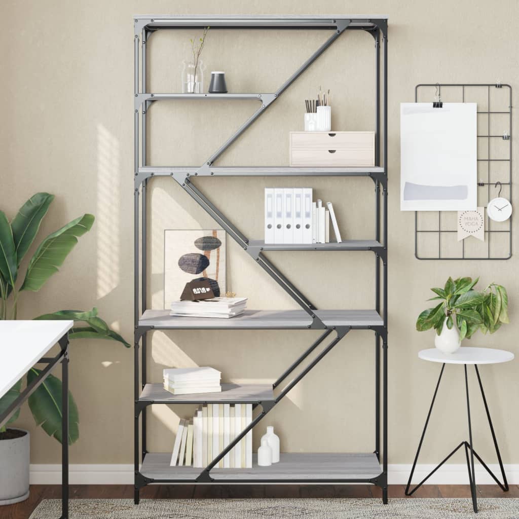 Estantería de madera de ingeniería gris Sonoma 50x33x117,5 cm