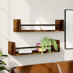 Estante de pared roble negro 90x16x78 cm madera de ingeniería