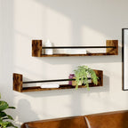 Estante de pared roble negro 90x16x78 cm madera de ingeniería
