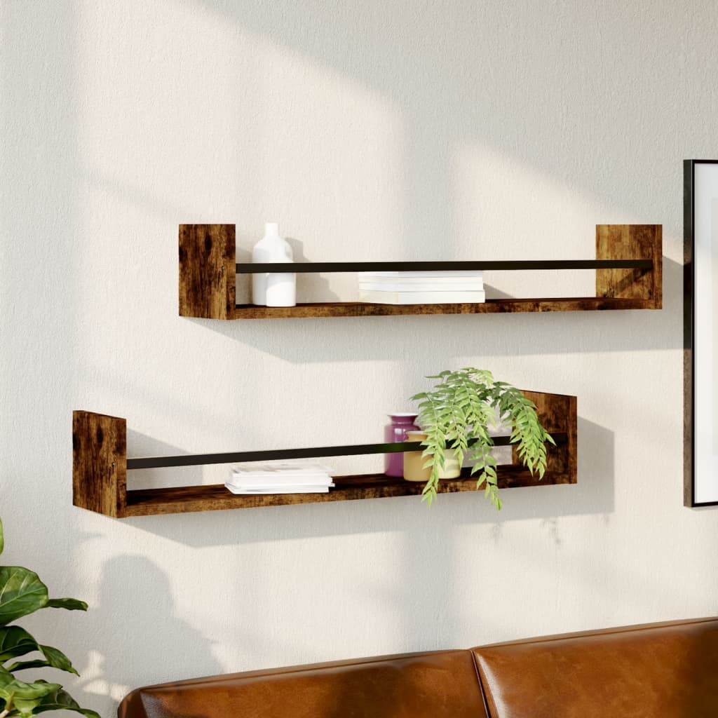 Estante de pared roble negro 90x16x78 cm madera de ingeniería