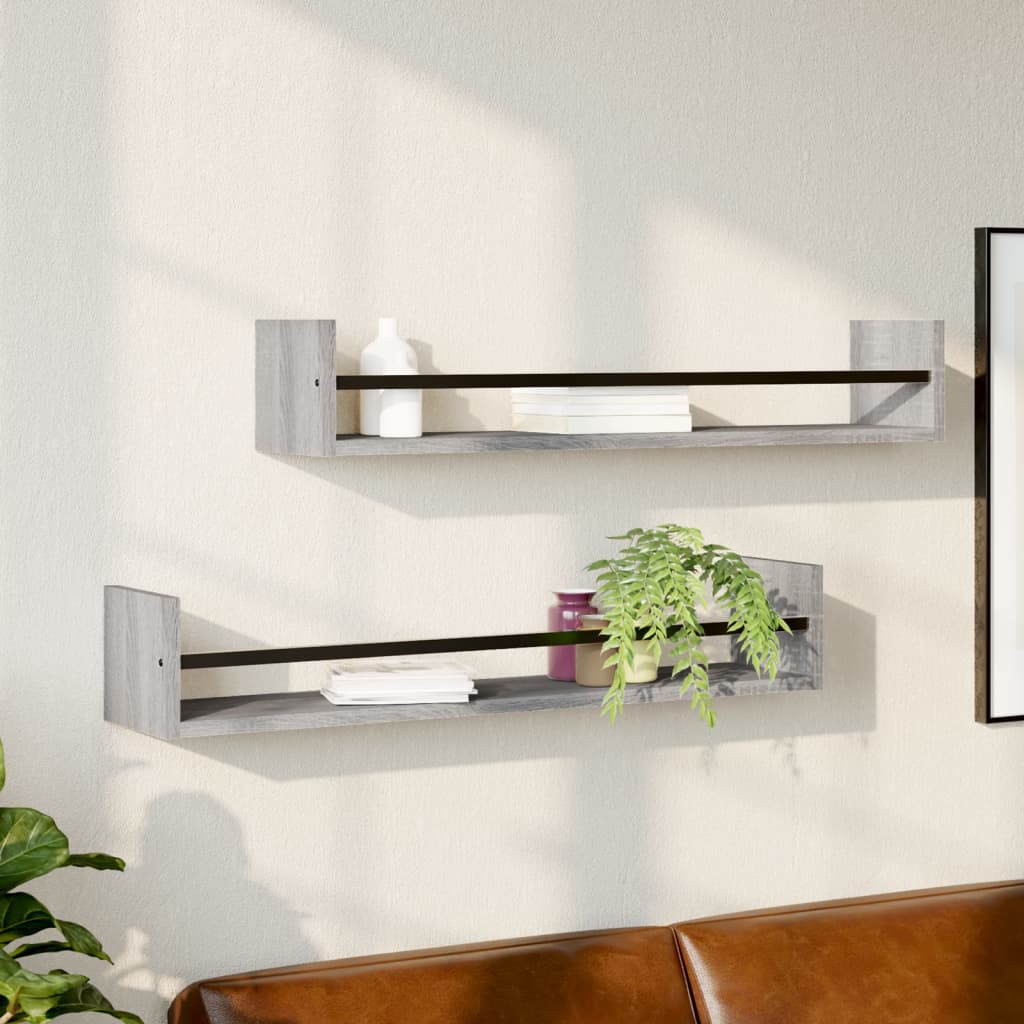 Estante de pared roble negro 90x16x78 cm madera de ingeniería