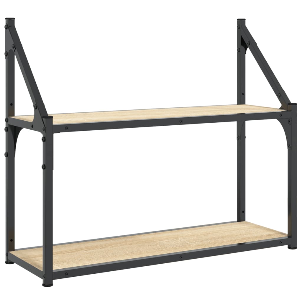 Estante de pared de 2 niveles roble Sonoma 60x21x51 cm madera de ingeniería