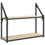 Estante de pared de 2 niveles roble Sonoma 60x21x51 cm madera de ingeniería