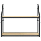 Estante de pared de 2 niveles roble Sonoma 60x21x51 cm madera de ingeniería