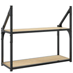 Estante de pared de 2 niveles roble Sonoma 60x21x51 cm madera de ingeniería