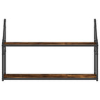 Estantería de pared 2 niveles madera roble ahumado 80x21x51 cm