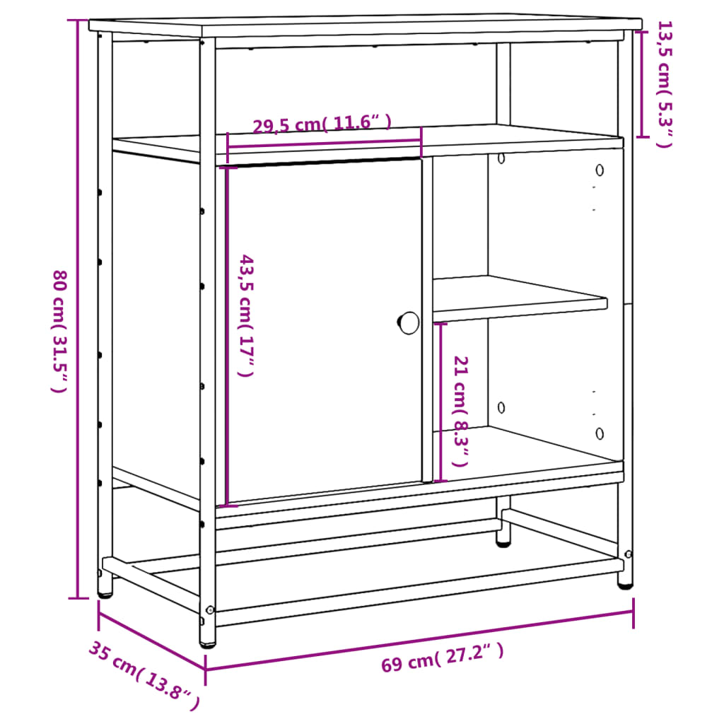 Aparador Roble Sonoma 69x35x80 cm Madera de ingeniería