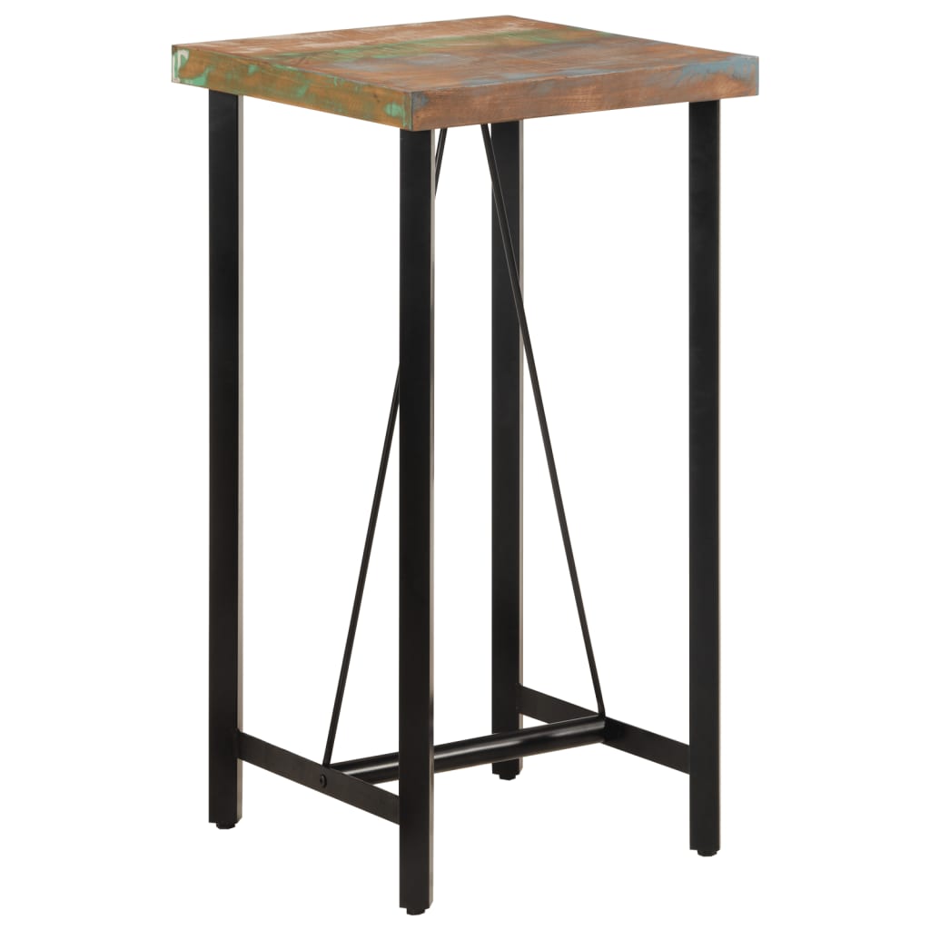 Mesa alta de bar madera maciza reciclada 60x55x110 cm