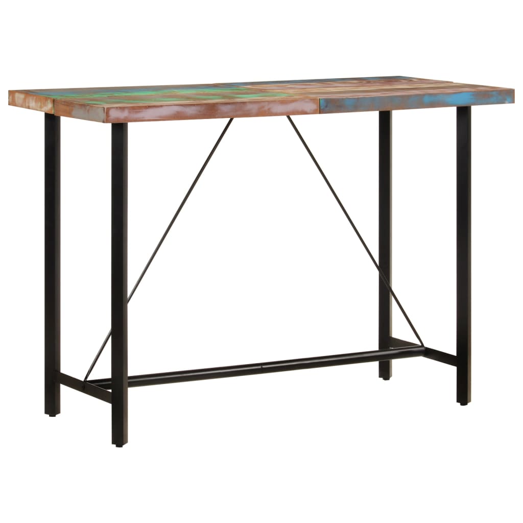 Mesa alta de bar madera maciza reciclada 60x55x110 cm