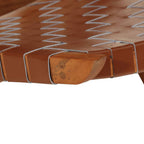 Silla de relax plegable cuero auténtico marrón