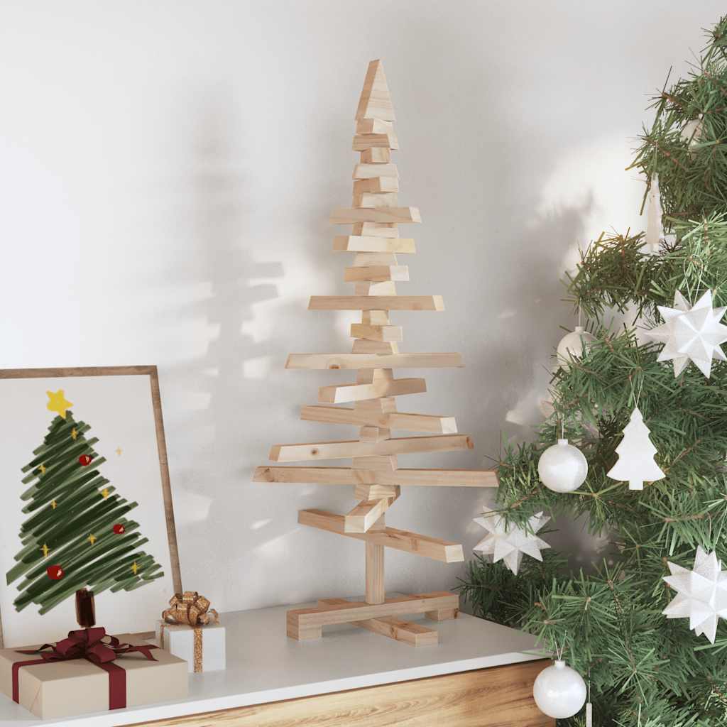 | Árbol de Navidad de madera | Marrón 90 cm Madera maciza de pino