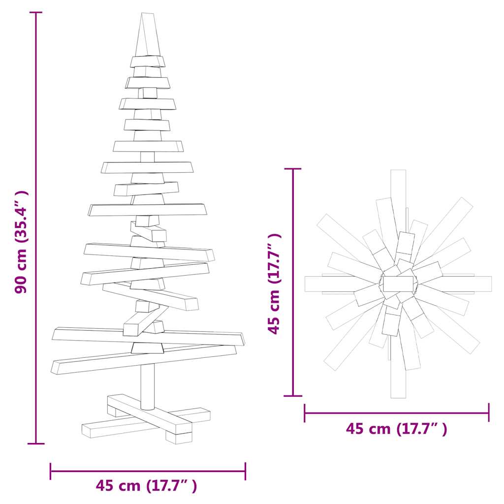 | Árbol de Navidad de madera | Marrón 90 cm Madera maciza de pino