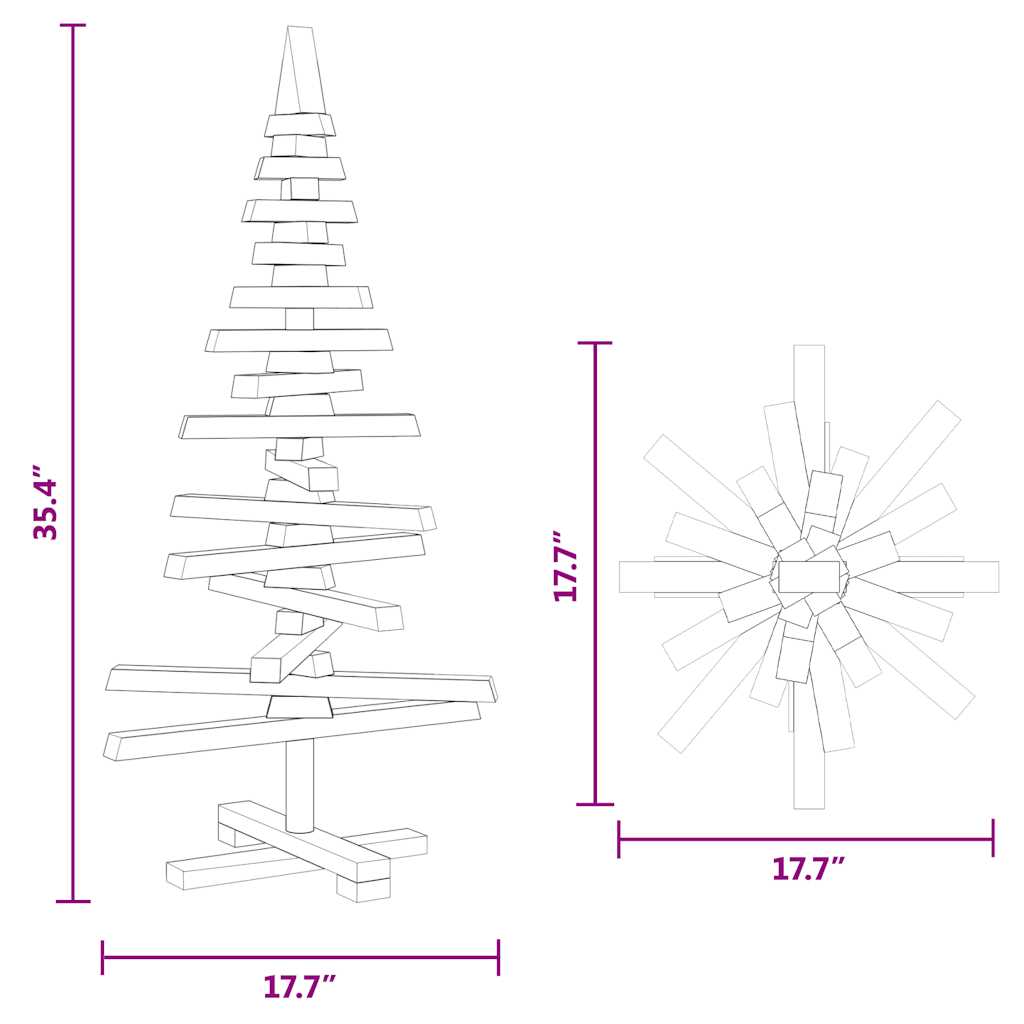 | Árbol de Navidad de madera | Marrón 90 cm Madera maciza de pino