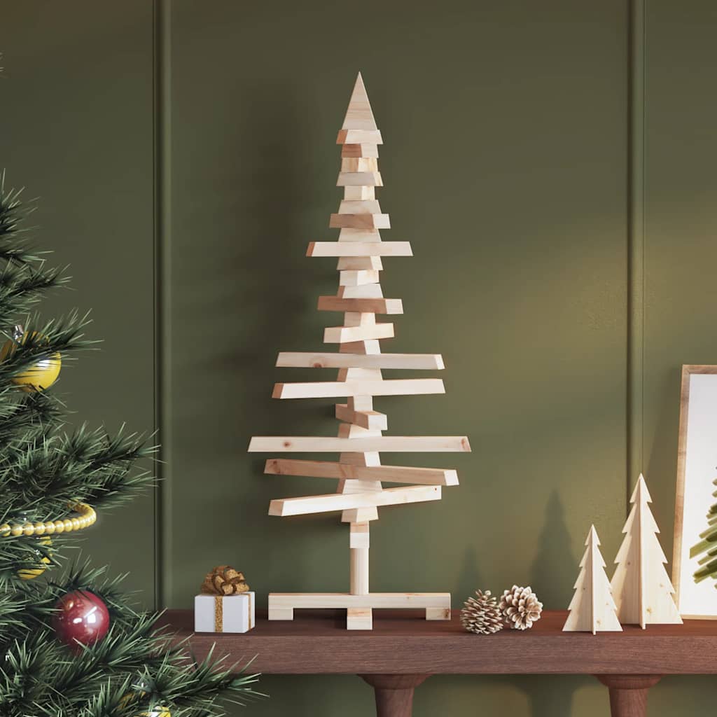 | Árbol de Navidad de madera | Marrón 90 cm Madera maciza de pino