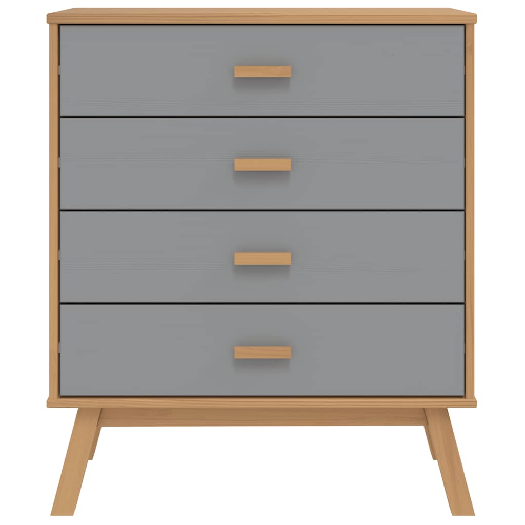 Cómoda de cajones OLDEN madera maciza de pino gris y marrón