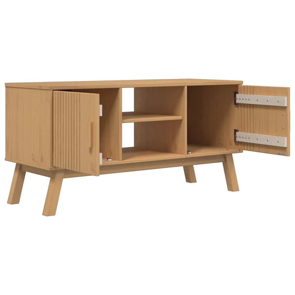 Mueble de TV OLDEN madera maciza de pino marrón 114x43x57 cm