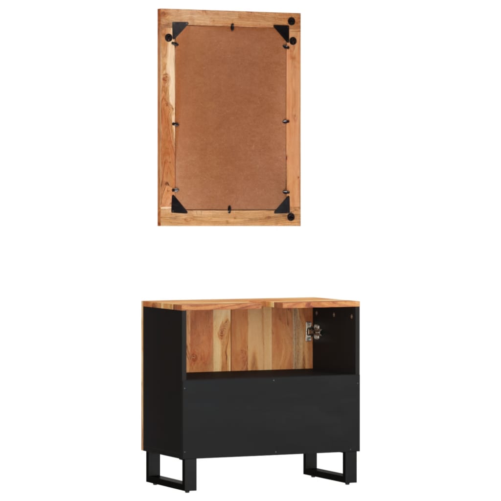 Conjunto de muebles de baño 2 piezas madera maciza de acacia