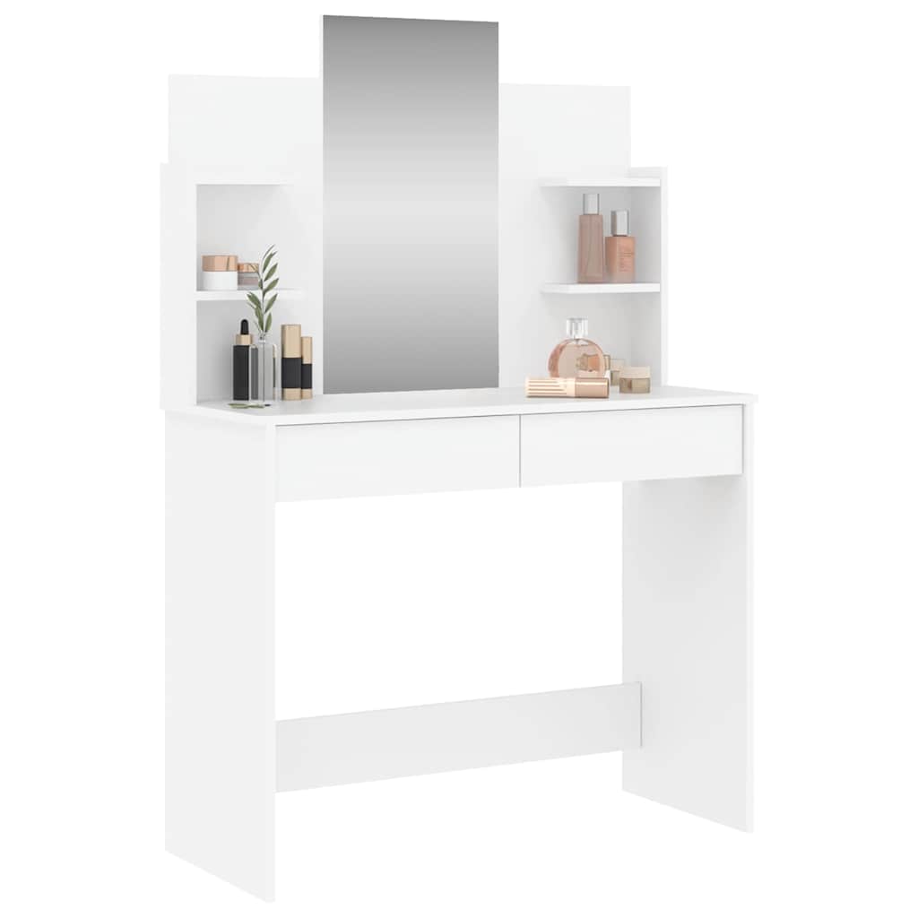 Tocador con espejo blanco 96x39x142 cm