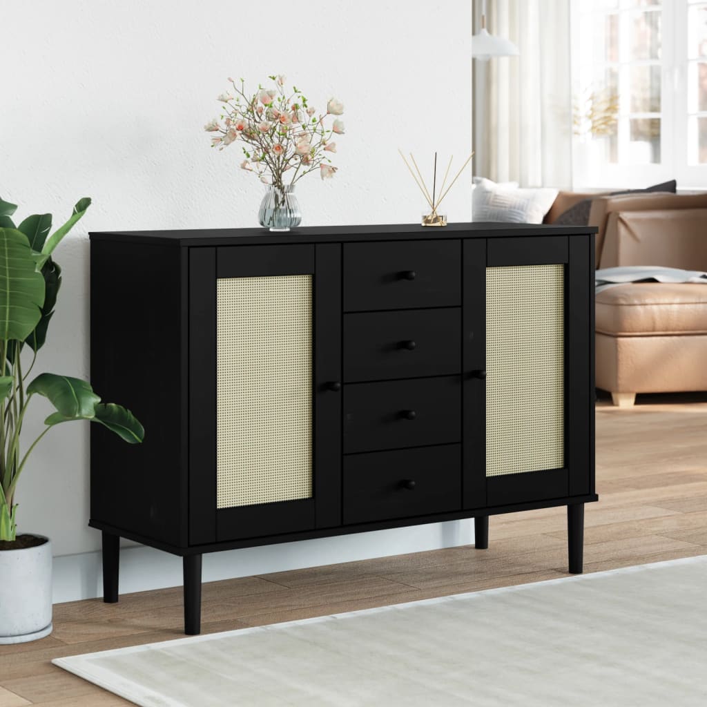 Aparador de madera maciza de pino blanco 100x35x74 cm