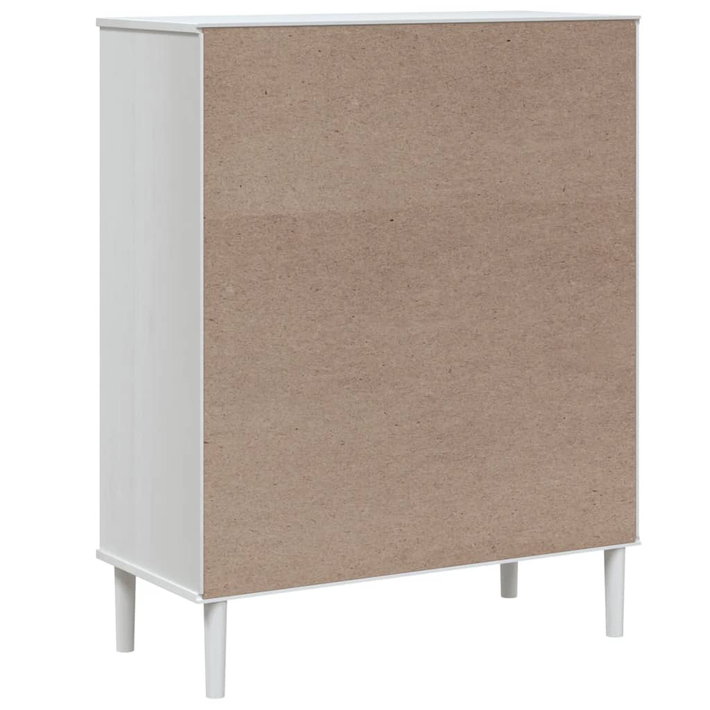 Aparador alto SENJA aspecto de ratán madera blanco 90x40x112 cm