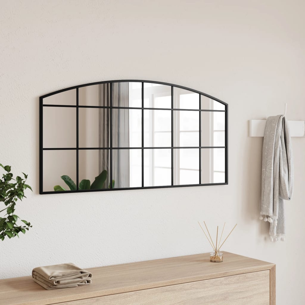 Espejo de pared arco de hierro negro 100x110 cm
