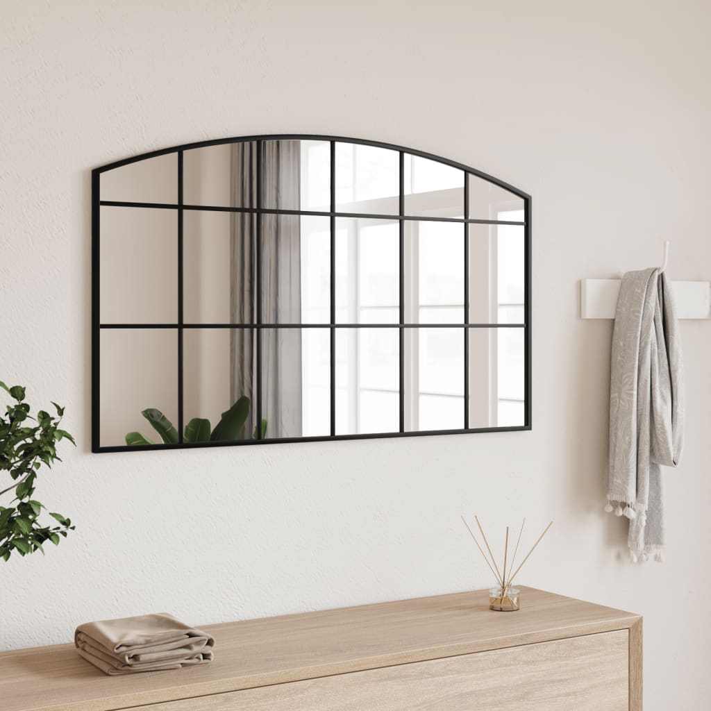 Espejo de pared arco de hierro negro 100x110 cm
