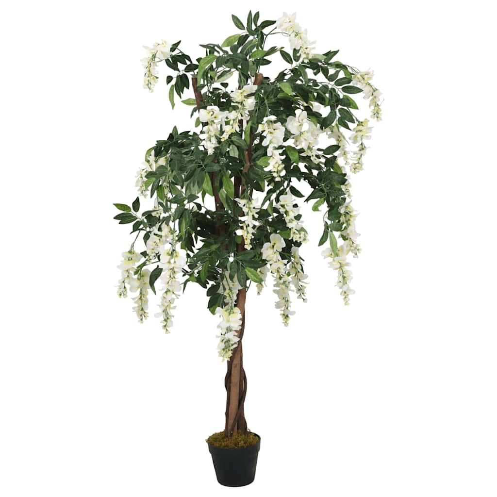 Árbol de wisteria artificial 1260 hojas verde y blanco 180 cm